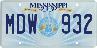MS license plate MDW932