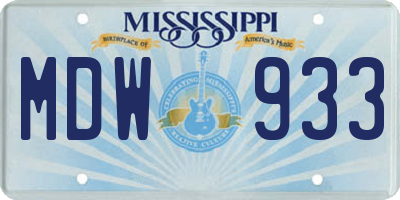 MS license plate MDW933