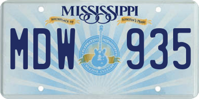 MS license plate MDW935
