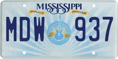 MS license plate MDW937