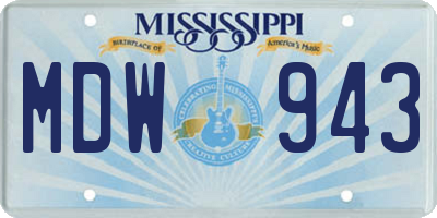 MS license plate MDW943