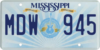 MS license plate MDW945