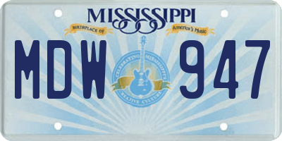 MS license plate MDW947