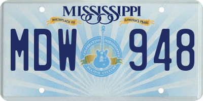 MS license plate MDW948