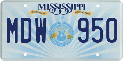 MS license plate MDW950