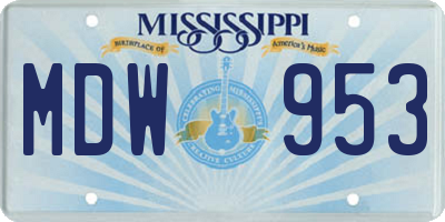 MS license plate MDW953