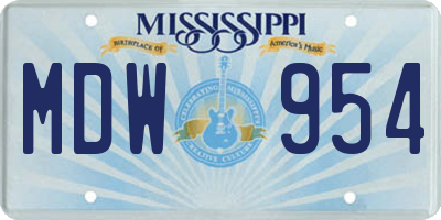 MS license plate MDW954