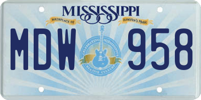 MS license plate MDW958