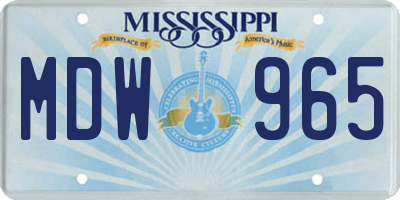 MS license plate MDW965