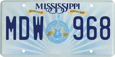 MS license plate MDW968
