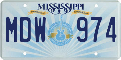 MS license plate MDW974