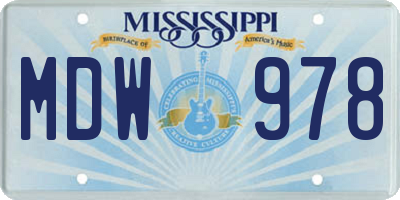 MS license plate MDW978