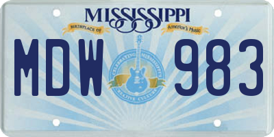 MS license plate MDW983