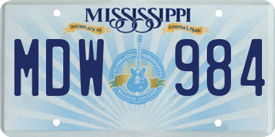 MS license plate MDW984