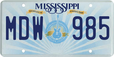 MS license plate MDW985