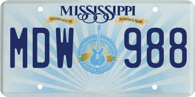 MS license plate MDW988