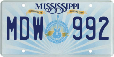 MS license plate MDW992