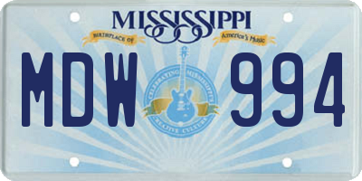 MS license plate MDW994