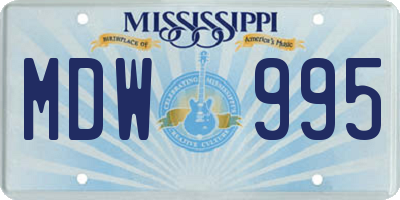 MS license plate MDW995