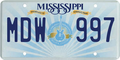 MS license plate MDW997