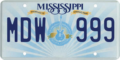 MS license plate MDW999