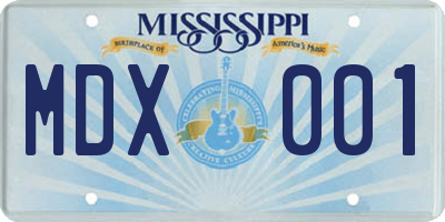 MS license plate MDX001