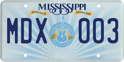 MS license plate MDX003