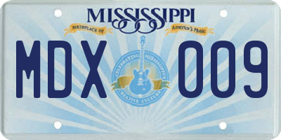 MS license plate MDX009