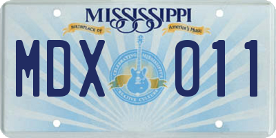 MS license plate MDX011