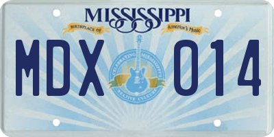 MS license plate MDX014