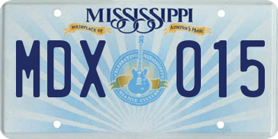 MS license plate MDX015