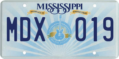 MS license plate MDX019
