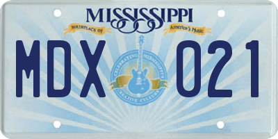 MS license plate MDX021