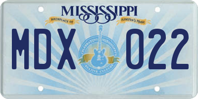 MS license plate MDX022