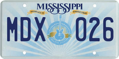 MS license plate MDX026
