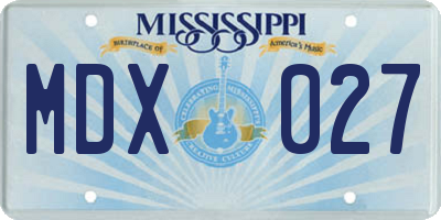 MS license plate MDX027