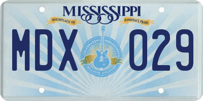 MS license plate MDX029