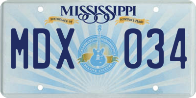 MS license plate MDX034