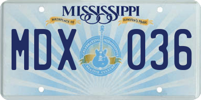 MS license plate MDX036