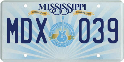 MS license plate MDX039