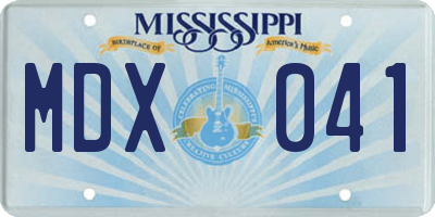 MS license plate MDX041