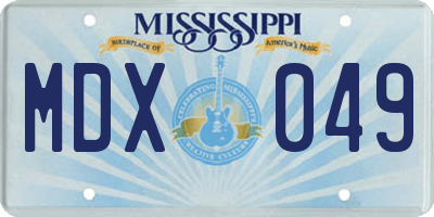 MS license plate MDX049