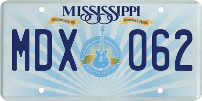MS license plate MDX062