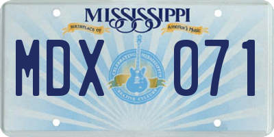 MS license plate MDX071