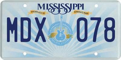 MS license plate MDX078