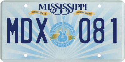 MS license plate MDX081