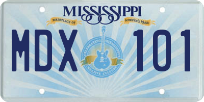 MS license plate MDX101