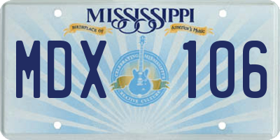 MS license plate MDX106