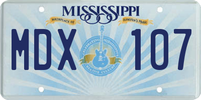 MS license plate MDX107