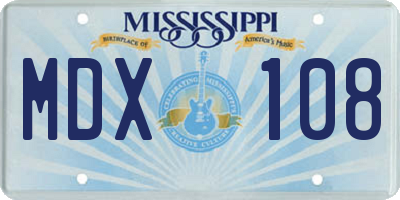 MS license plate MDX108